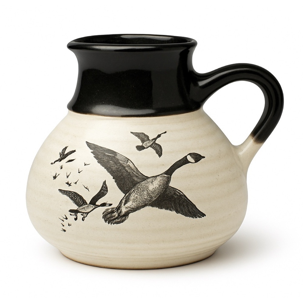 Vintage Stoneware Mug or Vase With Flying Geese Design